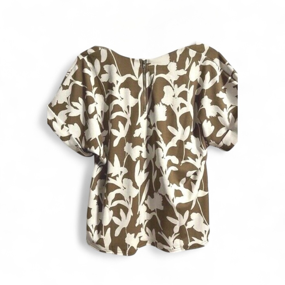 MELLODAY Brown and Cream Floral Blouse